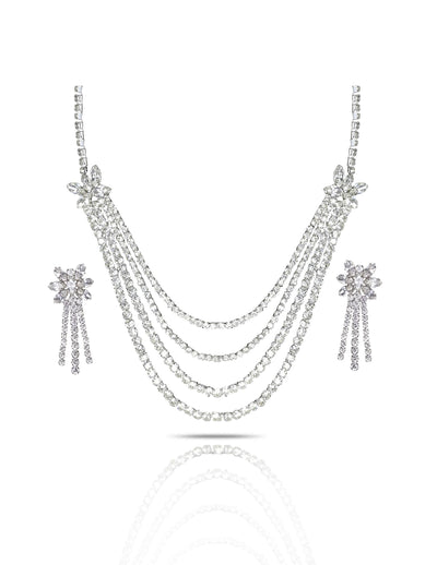 Tatiana (Fairy Queen) white gold plated Necklace embedded with Fifth Element crystals (NK 012)