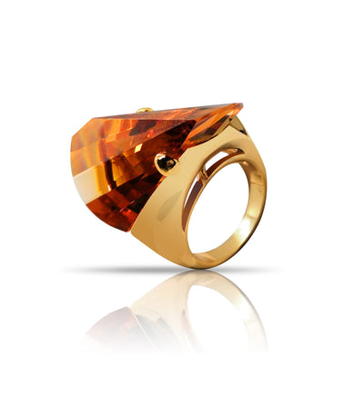 Phoenix gold plated ring with single piece of fine crystal (RG 027)