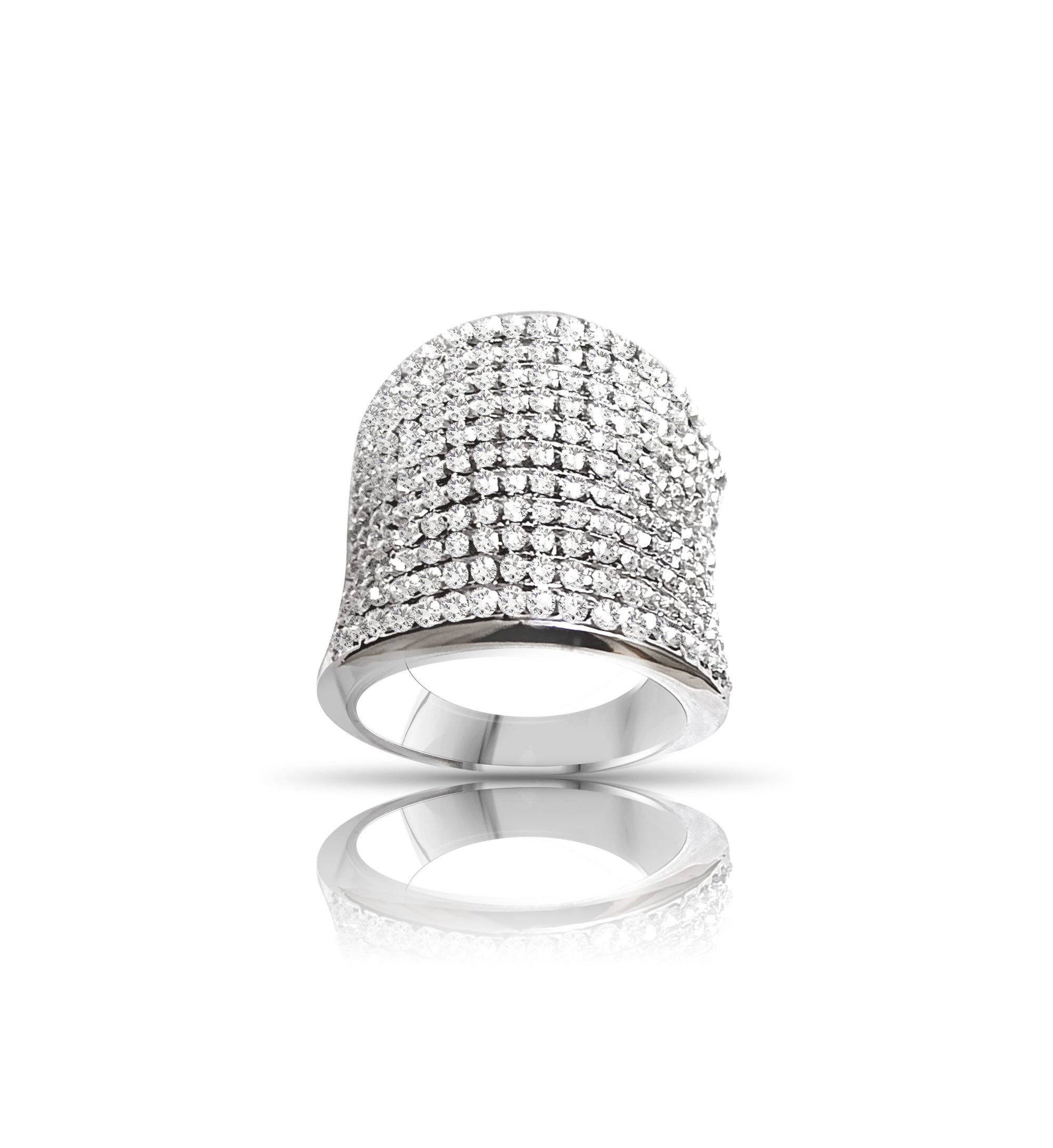 Star Shell white gold plated ring embedded with Fifth Element crystals (RG 21)