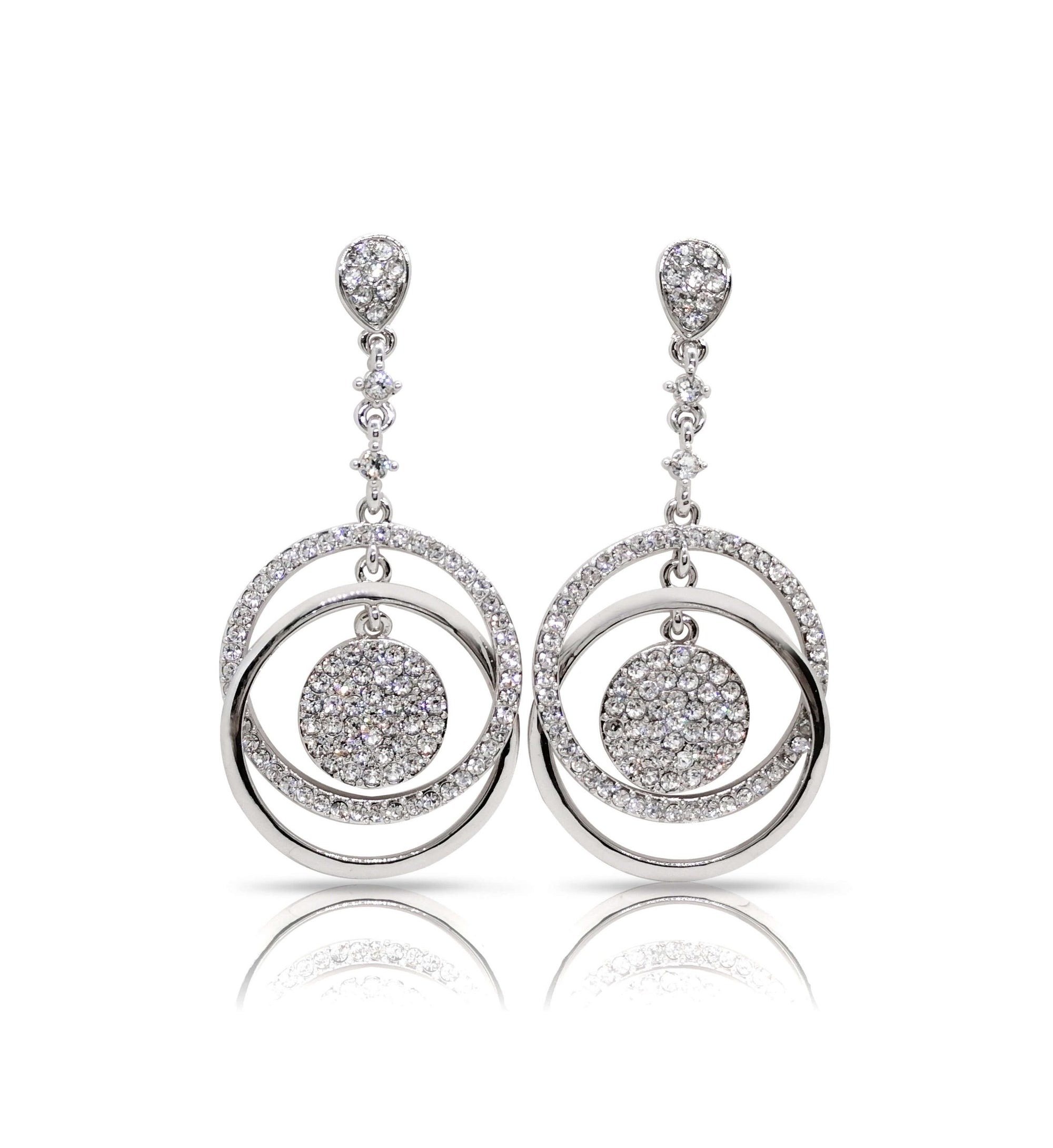 Union white gold plated Earrings with Fifth Element crystals (ER 003)