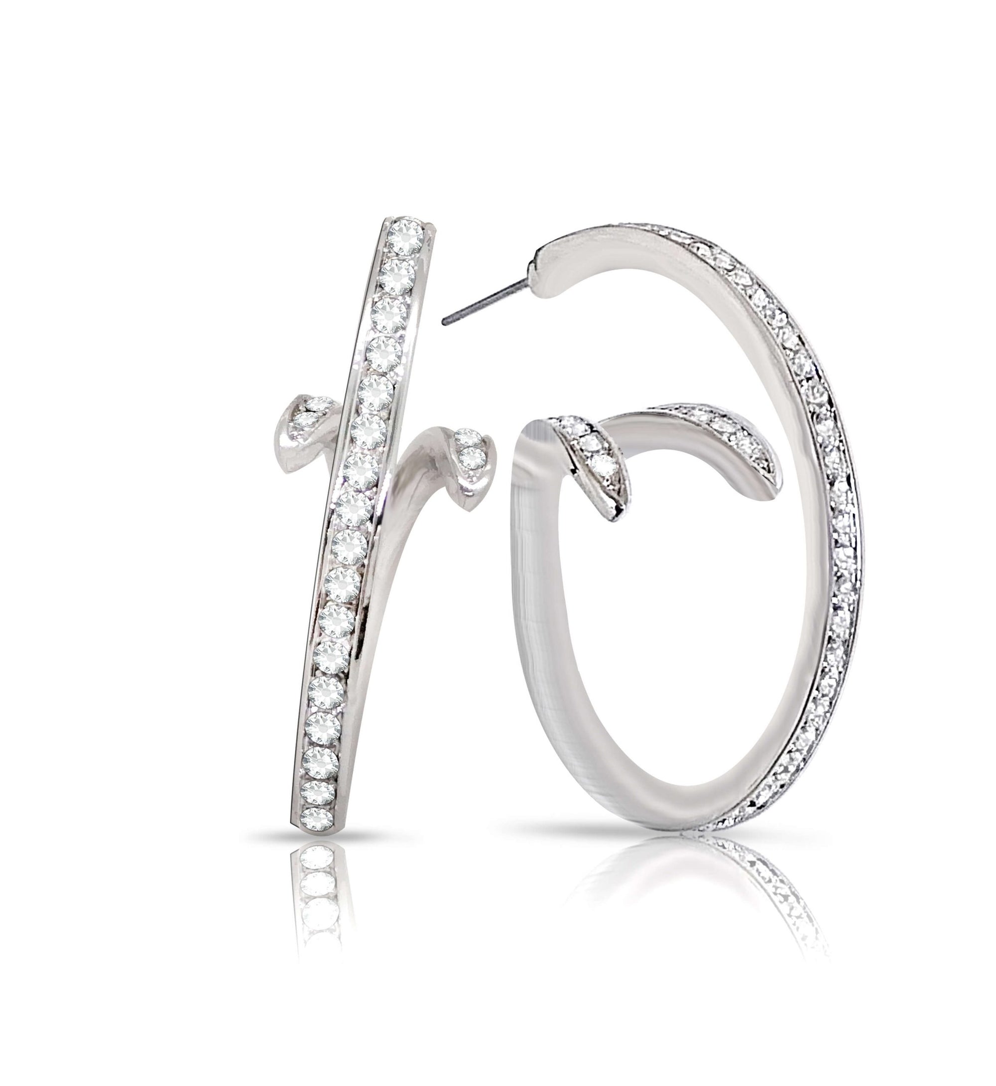 Two Paths 18crt white gold plated Earring embedded with Fifth Element crystals (ER 011)