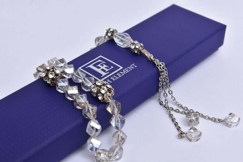 Islamic White Crystal Tasbih (Rosary) 33 Beads, Eid Ramadan Religious Gift