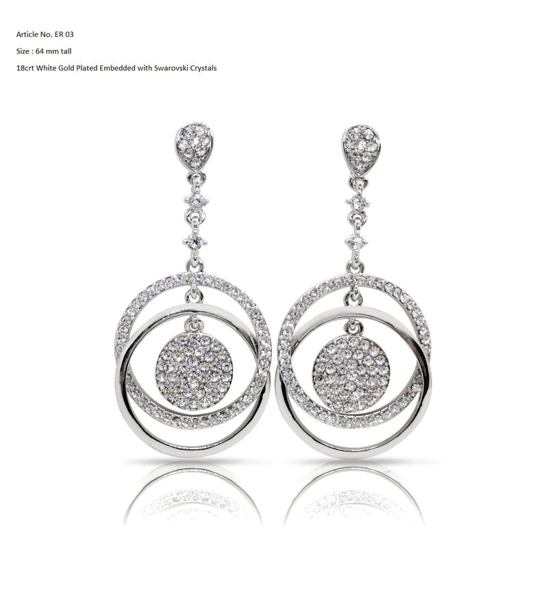 Union white gold plated Earrings with Fifth Element crystals (ER 003)